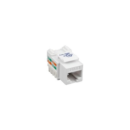 Cable Wholesale Cat6 Keystone Jack, White, RJ45 Female to 110 Punch Down, PoE++ Type 4 100W 326-121WH